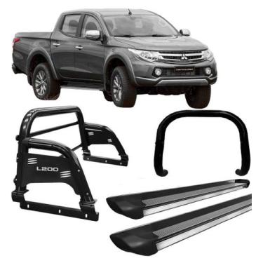 Imagem de Kit Quebra Mato Estribo Personalizado Santo Antônio 2020 L200 Preto - 