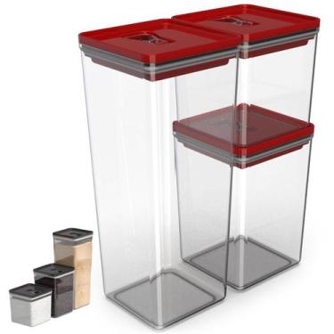 Imagem de Kit Pote Mantimento Hermético Organizador Cozinha Acrílico Tampa Trava