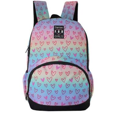 Imagem de Mochila De Costas Reforçada Denlex Coração Estrela Feminina, Escolar
