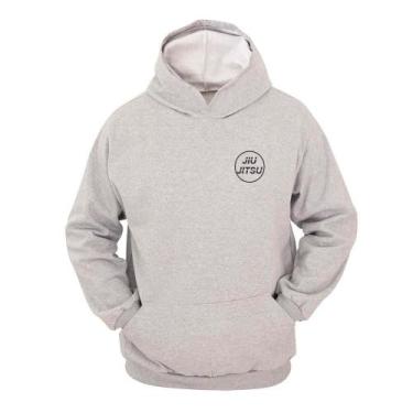 Imagem de Moletom Masculino Canguru Ragor Estampa Jiu Jitsu Capuz, GG, Cinza