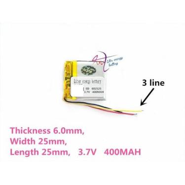 Imagem de Bateria C/ 3 Fios 400 Mah 3,7 V 6mm X 25mm X 25mm 602525 - KMIG