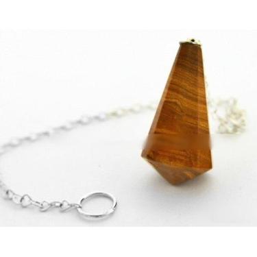 Imagem de Pendulo Piramida Pedra Jaspe Amarelo Radiestesia - CristaisdeCurvelo