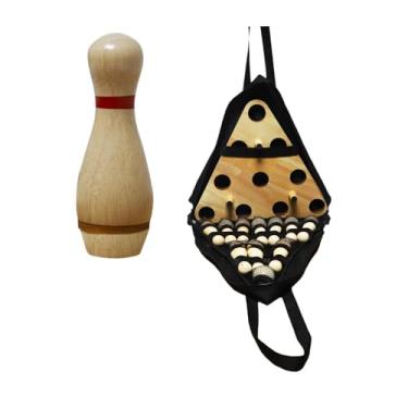 Imagem de YIJU Conjunto de pinos de boliche de shuffleboard com 10 pinos e bola de brinquedo de boliche de mesa Conjunto de boliche de madeira para ambientes