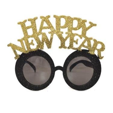 Imagem de Óculos Decorativos Soochat Happy New Year - Dourados com Glitter