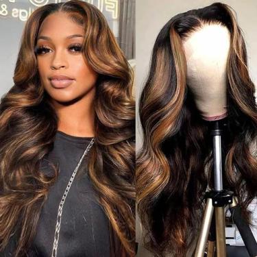 Imagem de Perucas Frontais de Renda Afribye - Body Wave 13x6 com 200% de Densida