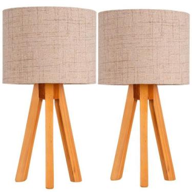 Imagem de Kit 2 Abajur De Mesa Madeira Rustico Tripe Luminaria De Mesa, Sala Qua