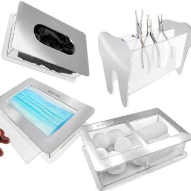 Imagem de Kit Dentista Porta Alicate Gaze Algodão Mascara Luva Prata Odontológic