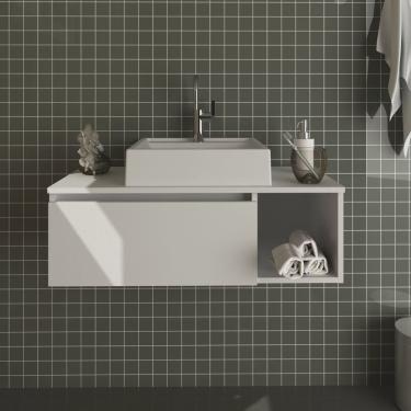 Imagem de Gabinete Suspenso para Banheiro 80cm 1 Porta Basculante 1 Nicho