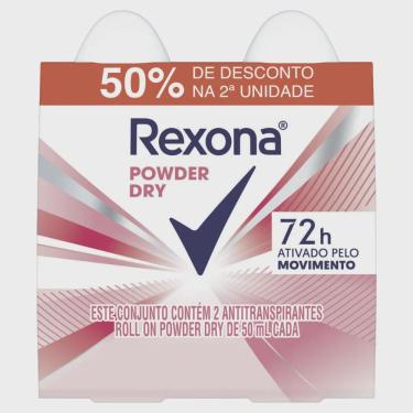 Imagem de Desodorante Rexona Roll On Powder Dry 2 Unidades De 50ml