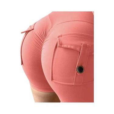 Imagem de Leggings de Treino Fitness Feminina - Cintura Alta com Bolsos e Efeito