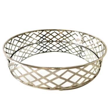 Imagem de Bandeja Redonda Prata Espelhada Diâmetro 20X5Cm