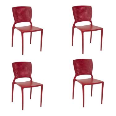 Imagem de Kit 4 Cadeiras Safira Vermelha Tramontina 92048/040