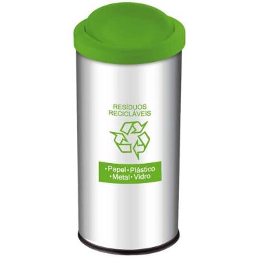Imagem de Lixeira Resíduos Reciclável Tampa Basculante 40,5L Brinox Verde