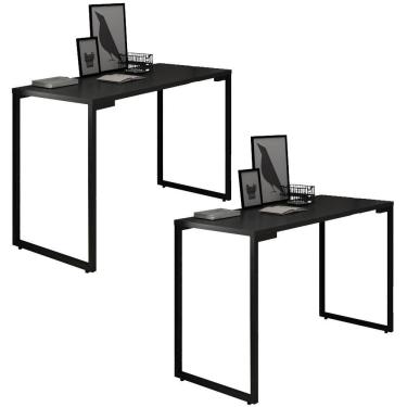 Imagem de Kit 2 Mesas Escrivaninha 120cm Industrial Preto Mpozenato