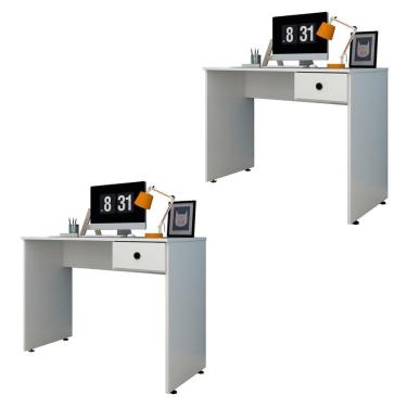 Imagem de Kit 2 Mesas Para Computador Escrivaninha 101cm Branco