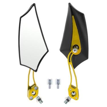 Imagem de INFINAUTO Espelhos retrovisores de motocicleta espelhos retrovisores de motocicleta liga de alumínio plástico preto dourado ajustável M8/M10 forma prismática
