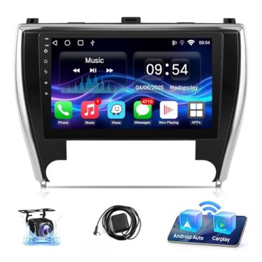 Imagem de Rádio automotivo Android para Toyota Camry 2015 2016 2017 sem fio Carplay e Android Auto, tela sensível ao toque IPS de 10,1 polegadas para Camry Car Stereo no painel, GPS, Bluetooth, FM, WiFi, câmera