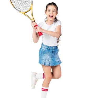 Imagem de Short Saia Menina Mania Kids Jeans Claro c/ Pregas, 14