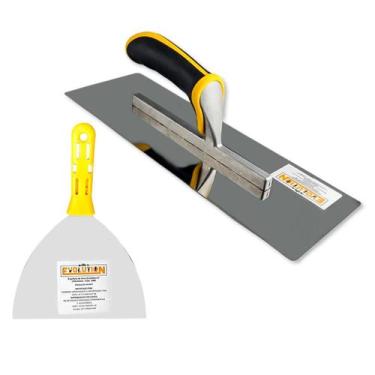 Imagem de Desempenadeira Rígida de Aço Inox 35x11cm Com Espátula Flexível Evolut