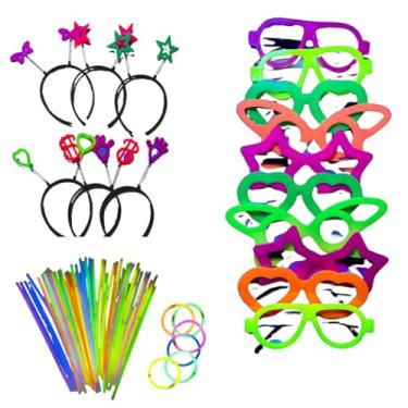Imagem de Kit Balada Neon Festa, 200 Peças, 100 Pulseiras, 50 Óculos, 50 Tiaras, Adereços Divertidos