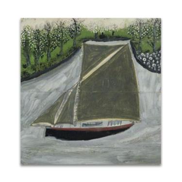 Imagem de RYLJCZ Reproduções de pinturas famosas de Alfred Wallis-(Sailing Ship) Impressões em tela - quadros decorativos para sala de estar 30 x 35 cm (11,8 x 13,7 pol) sem moldura