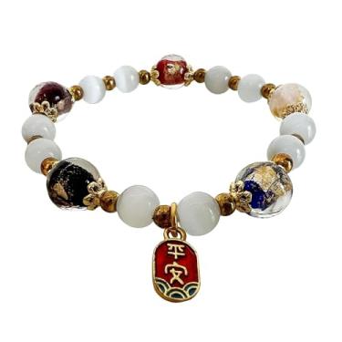 Imagem de Pulseira de cristal natural, pulseira de contas feita à mão, joias da sorte para mulheres, abraçar saúde, carreira, amor e sabedoria