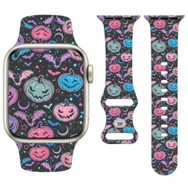 Imagem de Watbro Pulseira de relógio de Halloween compatível com Apple Watch Pumpkin de 38 mm, 40 mm, 41 mm, 42 mm, 44 mm, 45 mm, 49 mm, feminina, masculina, linda pulseira para Apple Watch séries 10, 9, 8, 7