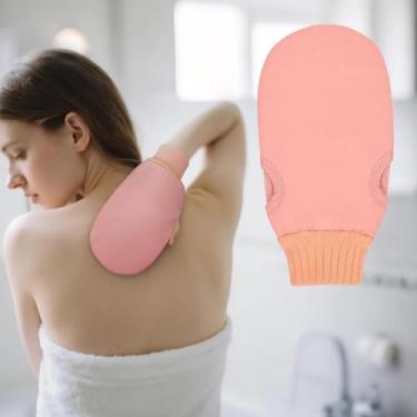 Imagem de Pacote com 1 luva esfoliante suave, luvas de chuveiro para uso diário, esfregão corporal para mulheres e homens, esfoliantes corporais para uso no chuveiro (rosa)