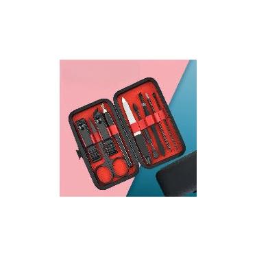 Imagem de Kit de cuidados com unhas portátil 9 em 1 com estojo - Conjunto de manicure e pedicure para mulheres/homens, conjunto completo de presente de ferramentas de higiene, preto
