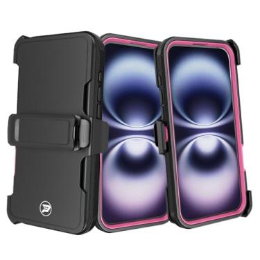 Imagem de Wireless PROTECH Capa compatível com Apple iPhone 16 Plus (tamanho da tela de 6,7 polegadas), coldre com clipe de cinto resistente com camada tripla de TPU e capa forrada com policarbonato