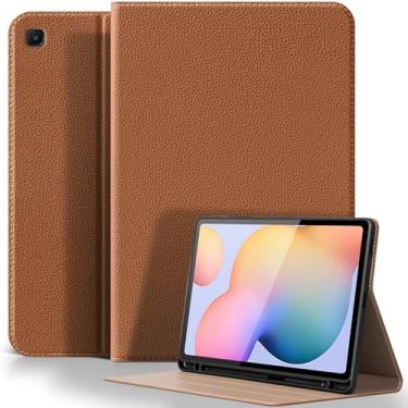 Imagem de XFYKJIN Capa para Samsung Galaxy Tab S6 Lite de 10,4 polegadas 2020/2022/2024, capa de couro de microfibra premium com suporte para caneta S e despertar/hibernar automaticamente, marrom