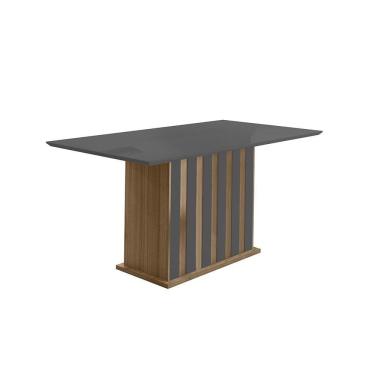 Imagem de Mesa de Jantar 6 Lugares Tampo com Vidro Osaka Carvalho Grafite