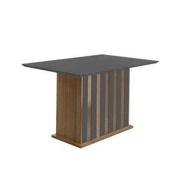 Imagem de Mesa de Jantar 4 Lugares Tampo com Vidro Xangai Carvalho Grafite