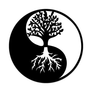 Imagem de Quadro Yin Yang árvore Da Vida 25cmx25cm - Cria Arte Laser Preto
