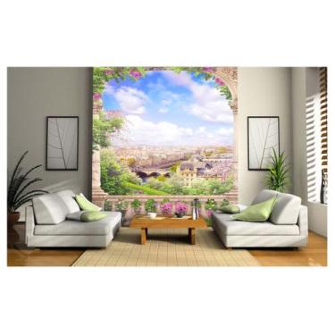 Imagem de Papel De Parede Paisagem Digital Arco Flor 3D Dav59 - Você Decora