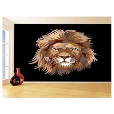 Imagem de Papel De Parede Animais Leão Rosto Arte Cores 3,5M Anm495 - Você Decor