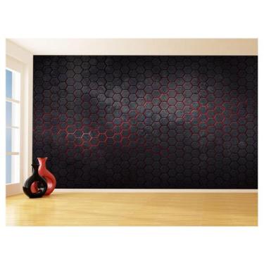Imagem de Papel De Parede Colméia Moderno Gamer Vermelho 3,5M Txt46 - Você Decor