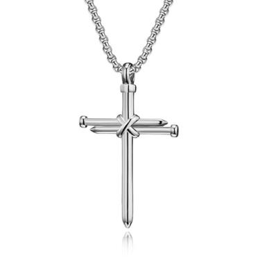 Imagem de Colar masculino simples com cruz, One Size, Metal, Sem Pedra Preciosa
