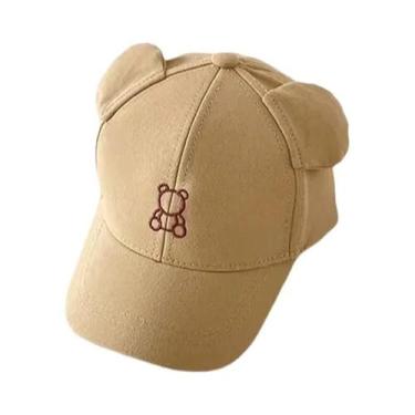 Imagem de Boné De Sol Infantil Ajustável Com Desenho De Urso Fofo, Cor Sólida, P
