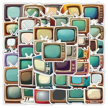 Imagem de Pacote com 50 adesivos retrô para TV, garrafas de água, laptop, celular, computador, guitarra, skate, hidroflasks, estética, vinil, à prova d'água, decalques modernos para crianças, adolescentes