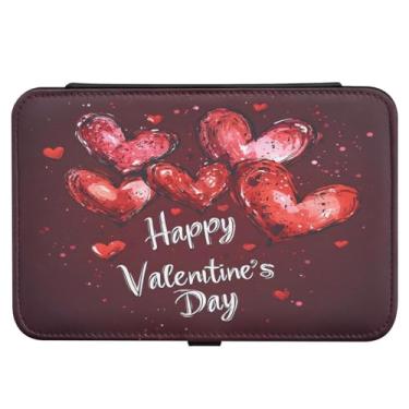 Imagem de Burbuja Caixa de joias de viagem com coração dos namorados, presente para mulheres e meninas, estojo de joias portátil de couro PU organizador para brincos, anéis, colares e pulseiras