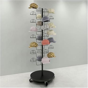 Imagem de Suporte de exibição de chapéu de rolamento com rodas - Organizador de grande capacidade para bonés de beisebol, chapéus de cowboy e chapéus de aba completa - Rack de armazenamento independente para