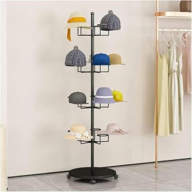 Imagem de Suporte giratório comercial com rodas – Organizador vertical de metal para perucas e toucas, suporte de 4 a 8 níveis, perfeito para uso no varejo e armazenamento doméstico