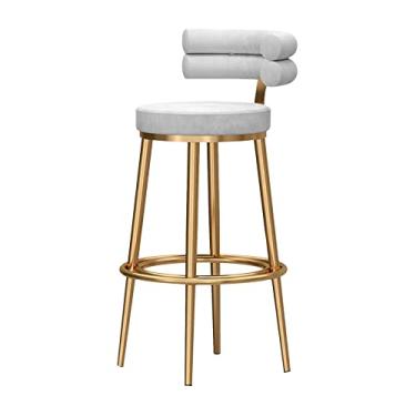 Imagem de Banquetas modernas de veludo, banco de bar de metal dourado 1 peça, bancos de altura de balcão, cadeiras laterais para cozinha, jantar, festa, bar, cadeiras, altura do assento, 75 cm