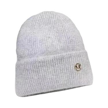 Imagem de Gorro Feminino Quente De Lã De Coelho, Touca De Inverno Macia De Tricô