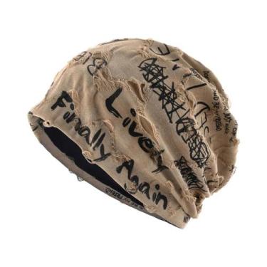 Imagem de Gorros Unissex Vintage Com Estampa De Letras Desgastadas, Forrados Com