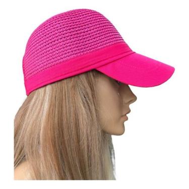 Imagem de Boné De Praia Feminino Palha Sintética Praia Sol Mar Verão - TKM, Pink