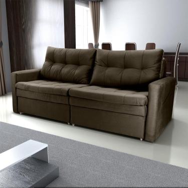 Imagem de Sofá Cama Nayla 3 Lugares Retrátil 220cm Marrom Veludo Turkey Casal Matrix