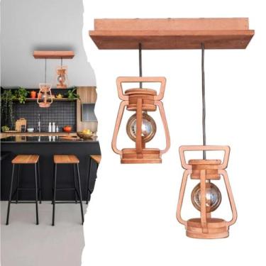 Imagem de Luminária Lustre Pendente Lampião Rústica  2 Lâmpada  Bivolt 110/220V 