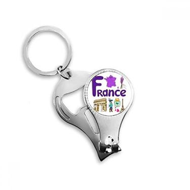 Imagem de França National Symbol Landmark Pattern Nail Nipper Ring Chaveiro Abridor de Garrafas Cortador